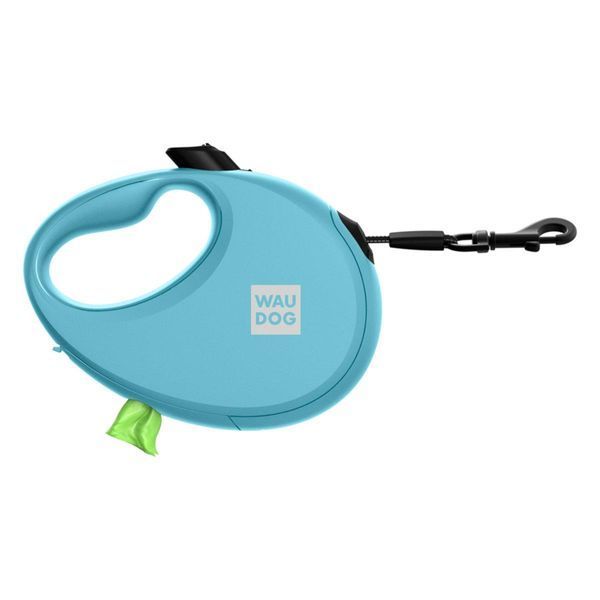 Рулетка с контейнером для пакетов WAUDOG R-leash для собак весом до 12 kg - S (голубая) 26272 фото
