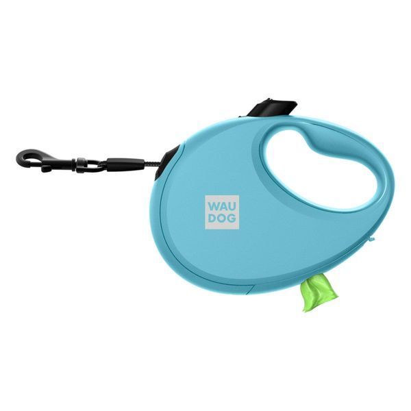 Рулетка с контейнером для пакетов WAUDOG R-leash для собак весом до 12 kg - S (голубая) 26272 фото
