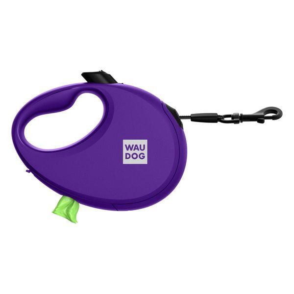 Рулетка с контейнером для пакетов WAUDOG R-leash для собак весом до 12 kg - S (фиолетовая) 26279 фото