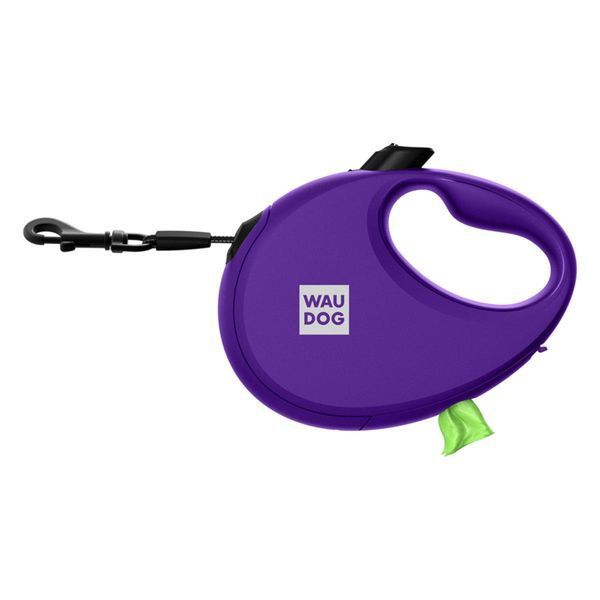 Рулетка с контейнером для пакетов WAUDOG R-leash для собак весом до 12 kg - S (фиолетовая) 26279 фото