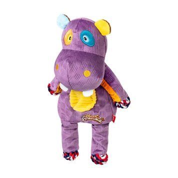 Іграшка для собак - Бегемот з мотузками та пищалкою GiGwi Plush friendz 2255 фото