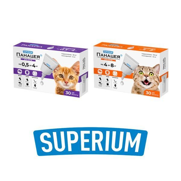 SUPERIUM Panacea spot-on drops for cats &ndash; two weight variants from 0.5 to 8 kg