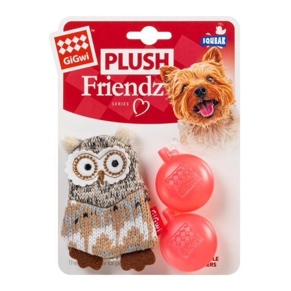 Іграшка для собак - Сова з пищалкою GiGwi Plush friendz 75036 фото