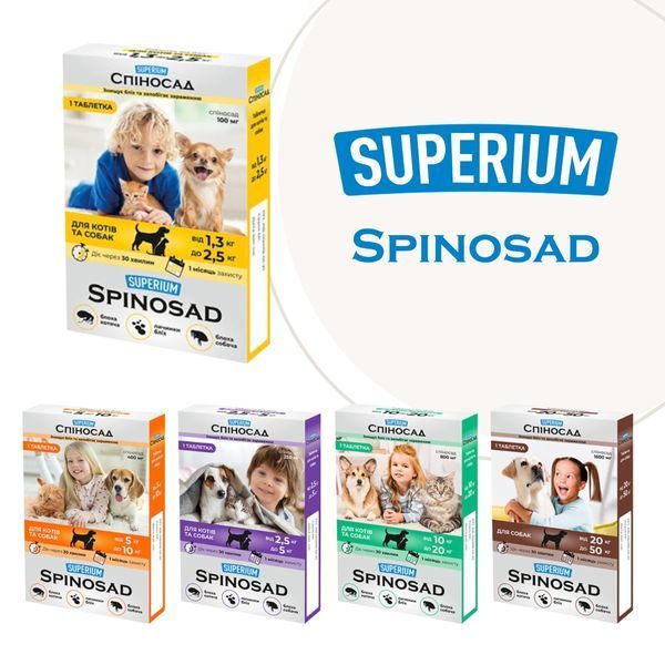 SUPERIUM Spinosad flea treatment tablets for cats and dogs in five weight ranges