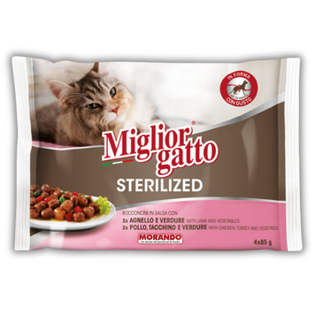 Набір консервів для стерилізованих котів Migliorgatto Sterilized ягня 2 шт + курка та індичка 2 шт (4 шт*85 g) 01481 фото