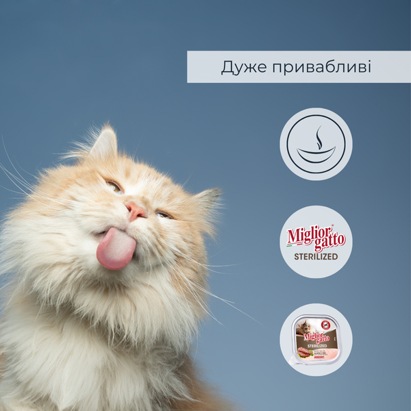 Консерви для стерилізованих котів Migliorgatto Sterilized з лососем та рисом 100 g 01454 фото