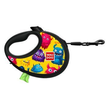 Рулетка з контейнером для пакетів WAUDOG R-leash для собак вагою до 40 kg - L (5 м) "Мохнаті монстри" 257-4050 фото