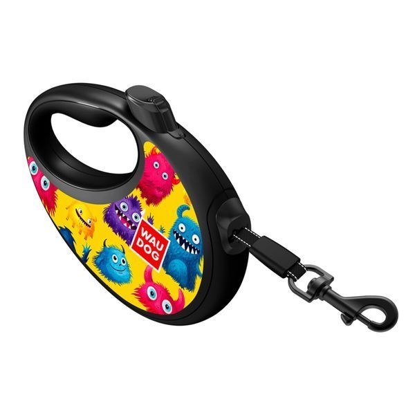 Рулетка з контейнером для пакетів WAUDOG R-leash для собак вагою до 40 kg - L (5 м) "Мохнаті монстри" 257-4050 фото