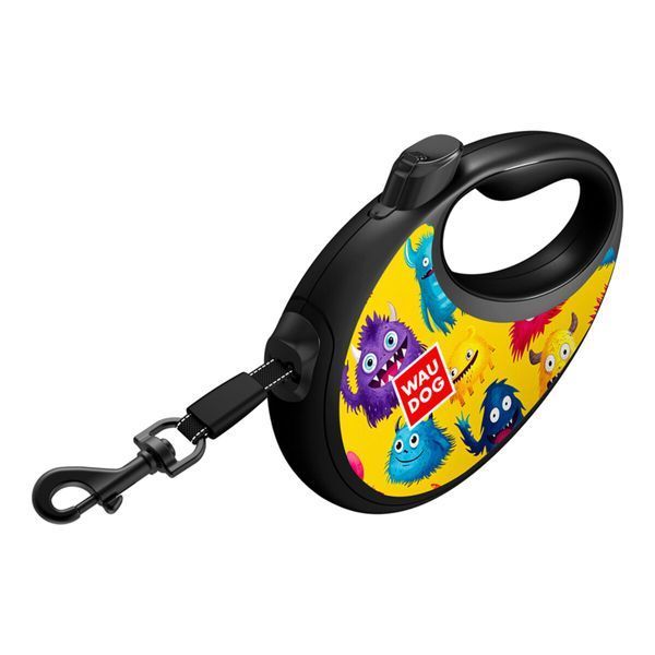 Рулетка з контейнером для пакетів WAUDOG R-leash для собак вагою до 40 kg - L (5 м) "Мохнаті монстри" 257-4050 фото