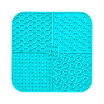 Килимок для злизування і повільного харчування WAUDOG Silicone блакитний (квадратний) 23522 фото