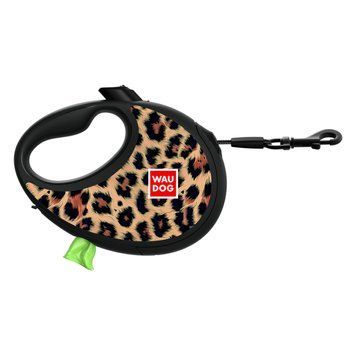 Рулетка с контейнером для пакетов WAUDOG R-leash для собак весом до 40 kg - L (5 м) "Леопард" 257-4066 фото