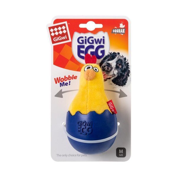 Игрушка для собак - Цыплёнок-неваляшка с пищалкой GiGwi EGG 75476 фото