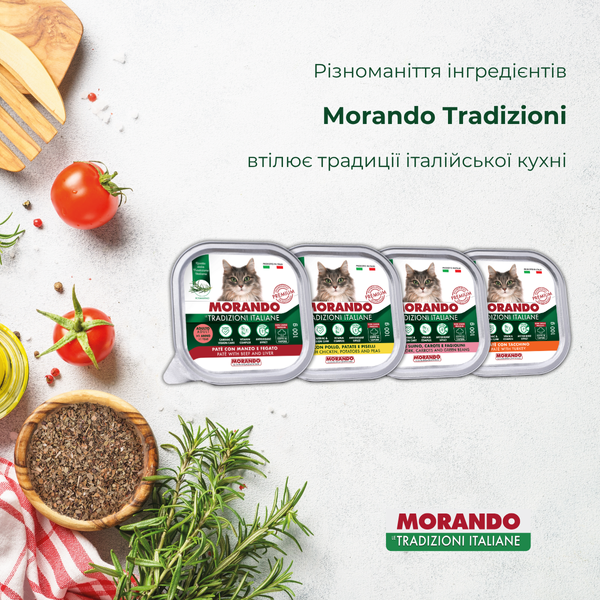 Беззерновые консервы для кошек Morando Tradizioni паштет с говядиной и печенью 100 g 02781 фото