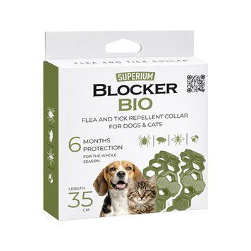 Репелентний нашийник SUPERIUM Blocker Bio 35 см для котів і собак &mdash; упаковка, захист до 6 місяців